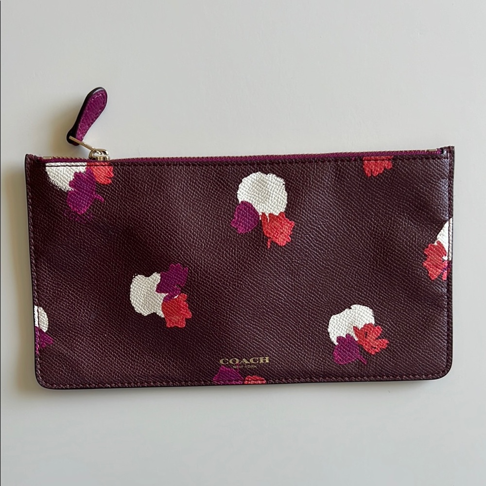 Coach Burgundy Floral Clutch